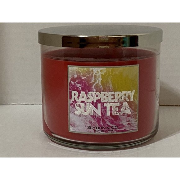 Bath & Body Works Slatkin RASPBERRY SUN TEA 3-Wick Candle 14.5 oz Retired RARE - Picture 2 of 11